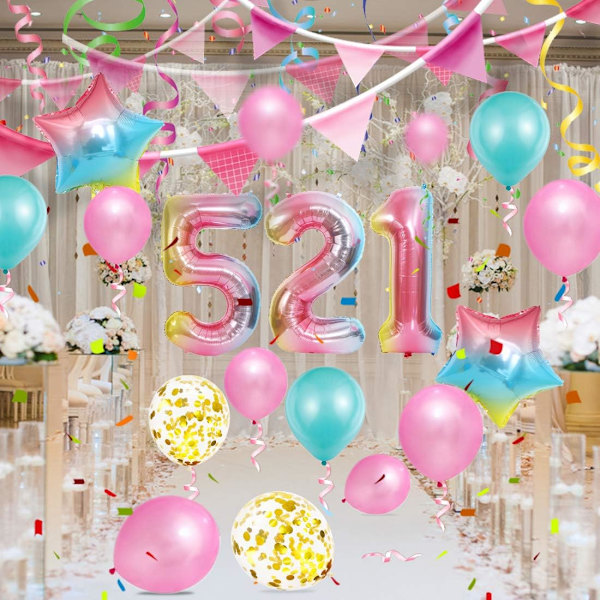 5 års fødselsdagspige ballon, 5 års fødselsdag, lyserød nummer 5 ballon, B
