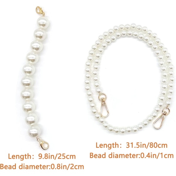 2 stycken Pearl Handle Chain Bag Handtag Shoulder Chain Imitati DXGHC