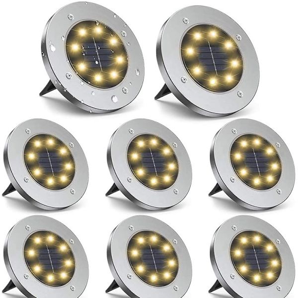 Markbelysning, 8 LED Solcellslampor Skivlampor Utomhus Vatten