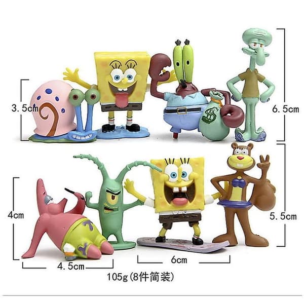 8-pack Påsk Spongebob Squarepants, Patrick Star Cartoon Anime Dockor Barn Halloween Present Leksakssats