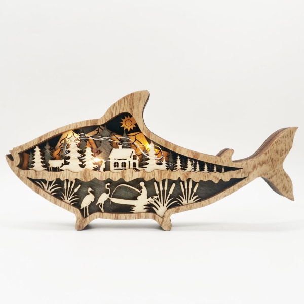 Havsdjur Trähantverk Creative Ocean Style Trä snidade fiskar