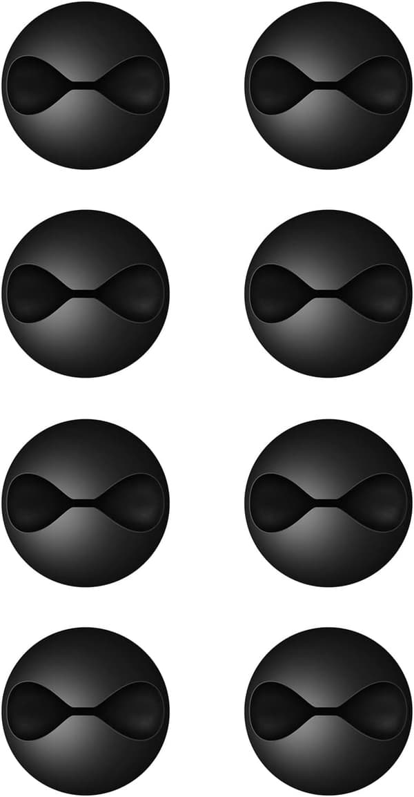 8-pack svarta kabelklämmor, strömkabelorganisatör, kabelhantering