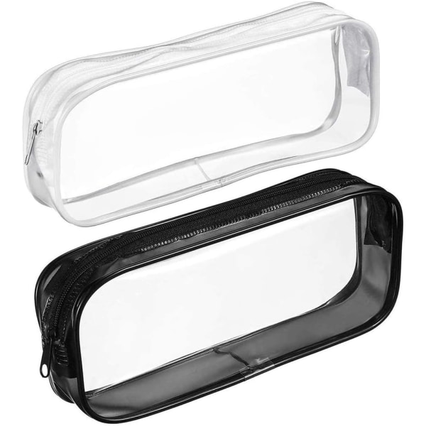 2 st Klar PVC-blixtlåspennfodral Toalettartiklar Tentamenspenna Blyertspenna P DXGHC