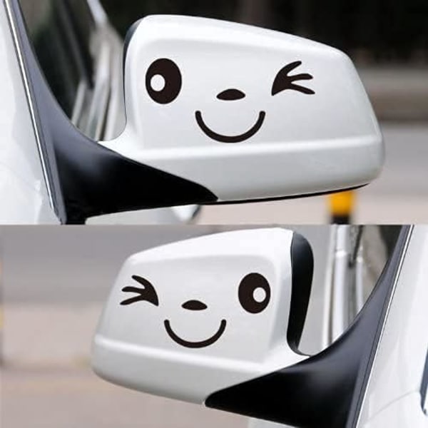 (Sort) Bilspejl Stickers Blinkende Smiley Sjov Sjov Sød Glad