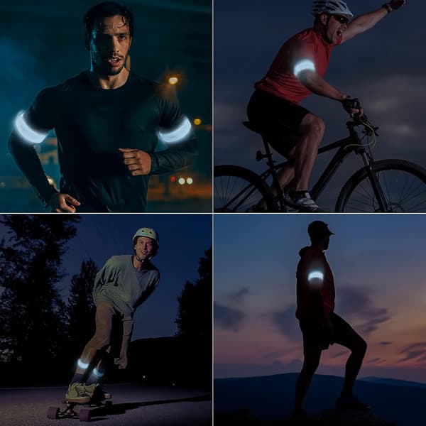 2 stk. Ladbare LED Lysende Armbånd, LED Refleks Løpearmbånd