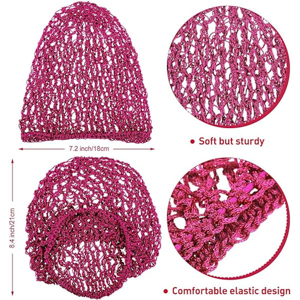 3 stk. Mesh hårnett Rayon Heklet hårnett Heklet Sleep Cap