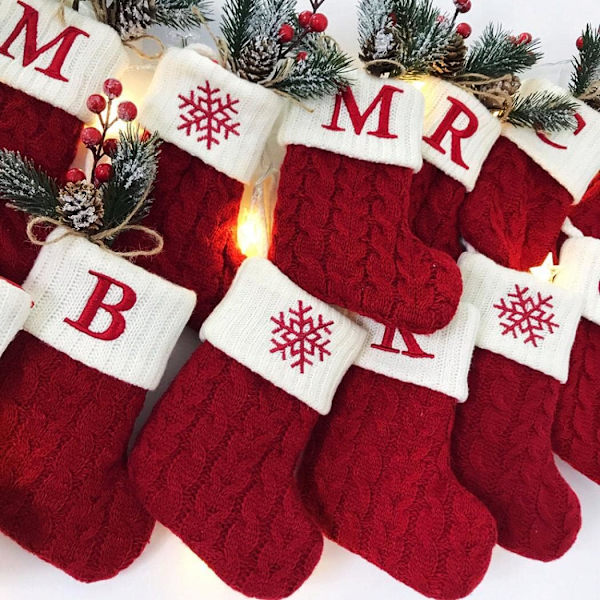 Julstrumpa med 26 Bokstäver, Initial Broderad Mini Söt