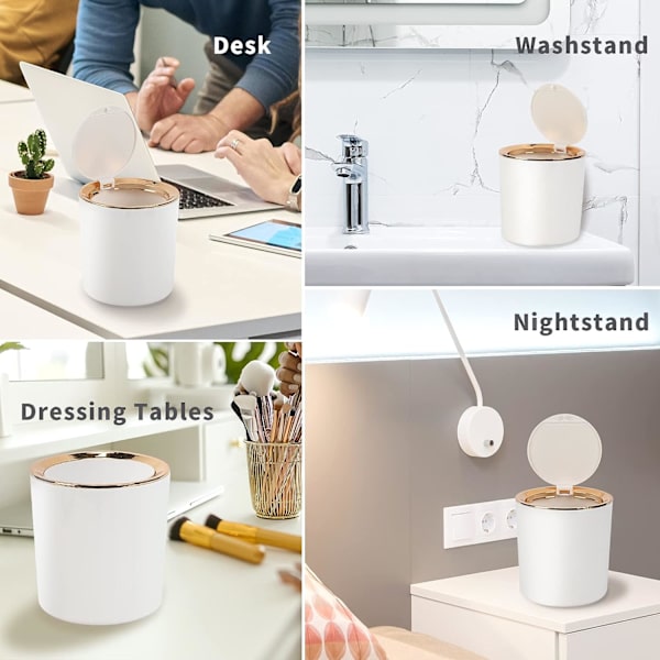 Liten Bordssopbehållare med Lock, 2.6L Mini Plast Sopbehållare för B