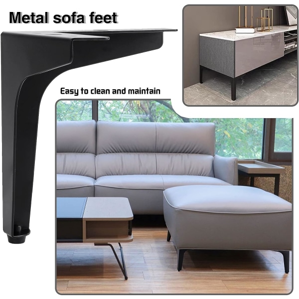 Sett med 2 Moderne Metallmøbelbein, Trekantform, Skap, Sofa