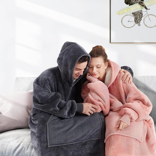 Bærbar pledd-genser, Oversized Sherpa-pleddgenser med