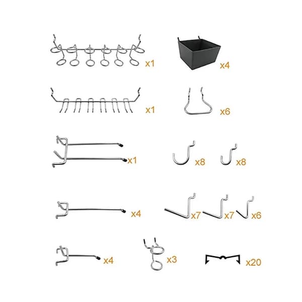 80 kpl Koukkujen Valikoima Koti- ja Varastokäyttöön, Pegboard-Koukkuja
