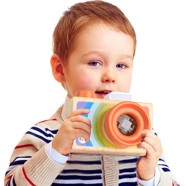 Träregnbåge Baby Leksaker Kamera Hänge Leksaker Barn Presenter Nu