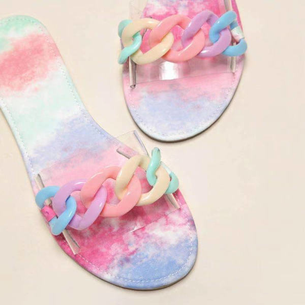 1-pack Iridescent Candy Modetofflor Dam Sandaler (Färg