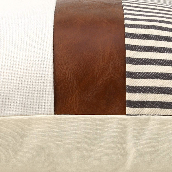 Sett med 2 Farmhouse Decor Stripe Patchwork Linen Putesett