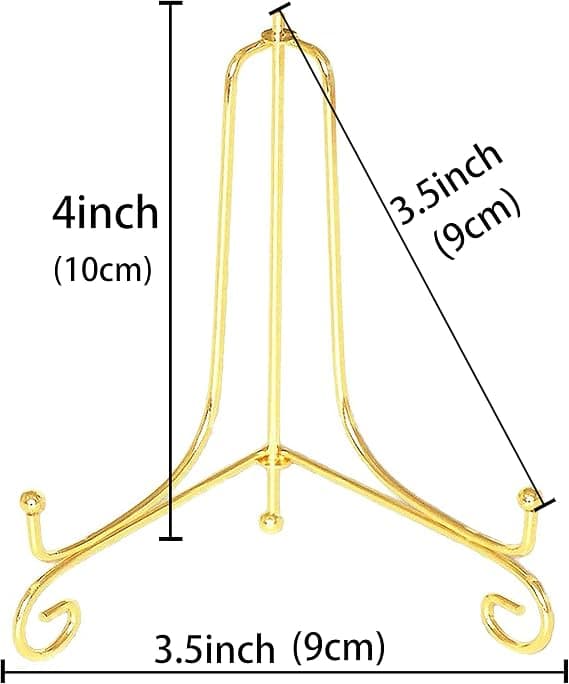 (2-pack) 4 tum järnvisningsställ, guld litet järnstaffli tallriksdisplay