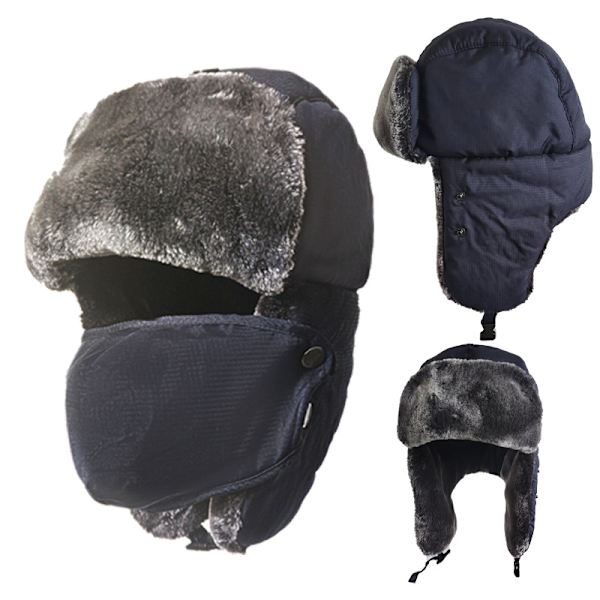 Vintermössa för män och kvinnor med konstpälsfoder och öronlappar - varm beanie