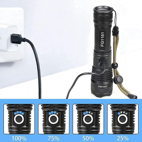 Ultra Tehokas LED-Taskulamppu 5000 Lumenia USB-Lataus, Äärimmä