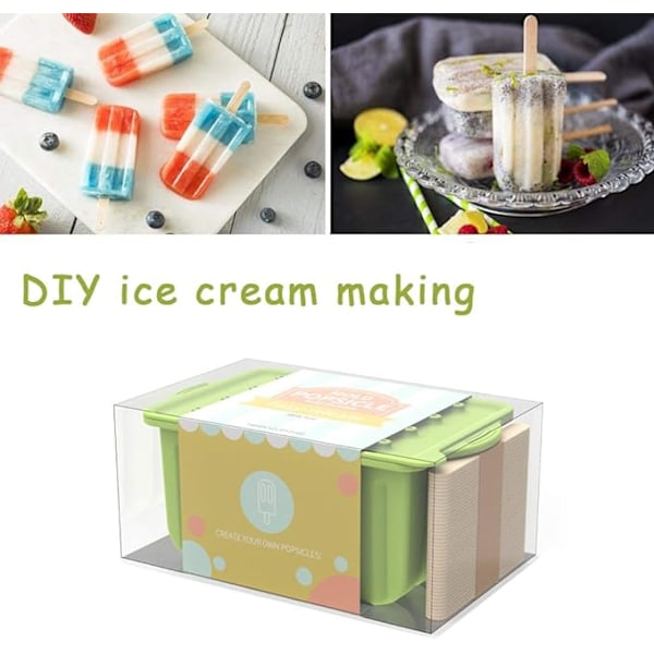 Återanvändbara BPA-fria Silikon Popsicle-formar med 50 Träpinnar DXGHC