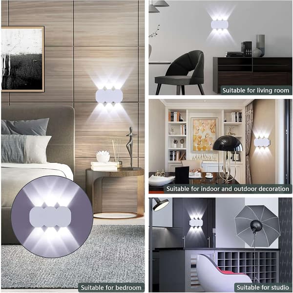 6W LED Vegglampe Innendørs, Moderne Rektangulær Vegglampe Opp Ned