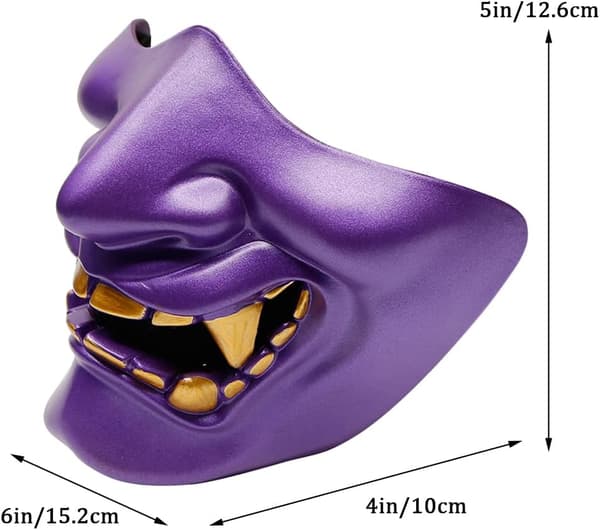Airsoft Halv ansiktsmask, Ond Demon Monster Kabuki Samurai Hannya