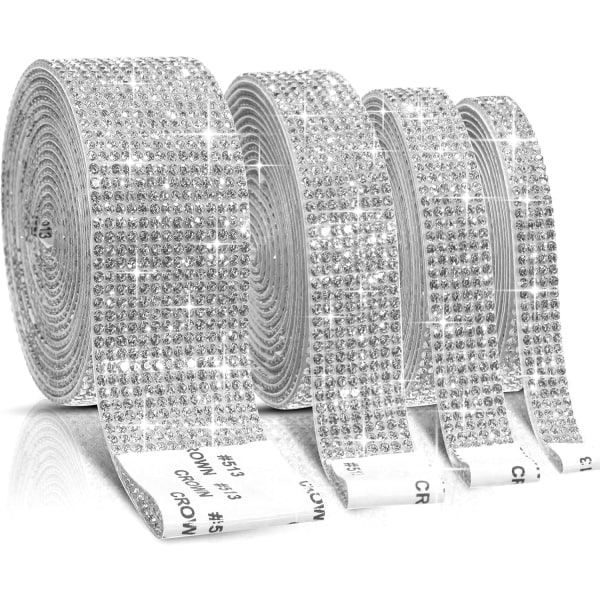 4 ruller selvklæbende krystalrhinsten diamantbånd DIY-dekor