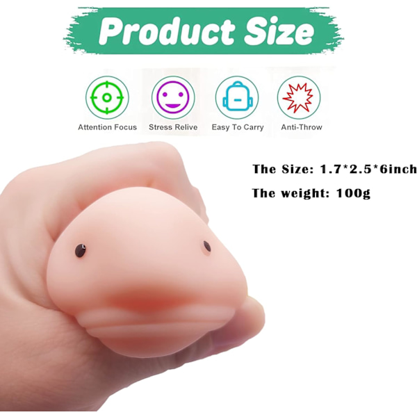 Blobfish Leksak, Dra, Sträck och Kläm Stress, Söt Fiskleksak för
