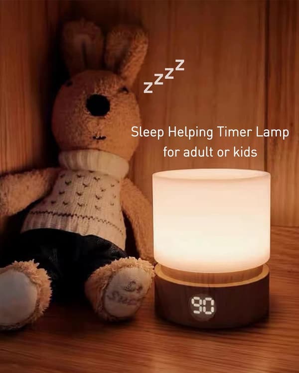 Timer Natlampe, Dæmpbar LED Sengelampe, Natlampe til Børn, Træ