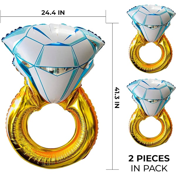 2 stk. Gull Forlovelsesring Ballong - Kjempe Ring Ballong Oppblåsbar