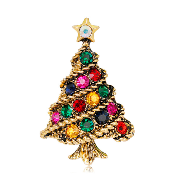 2 stk. Mode Juletræ Brosche, Legering Rhinestone Brosche Tilbehør