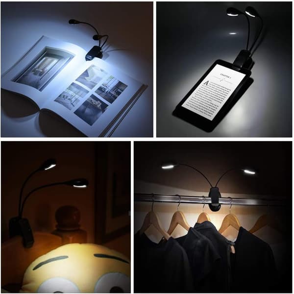 Musikkstativlampe, 4 LED/4 LED Mini Dobbel Justerbar Hodelykt med
