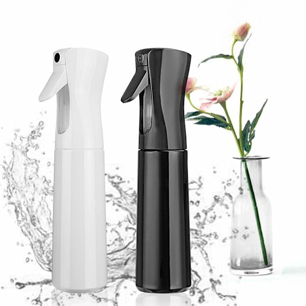 2-pak Svart+Hvit, Hårsprayflaske Tom Plast Trigger Spray