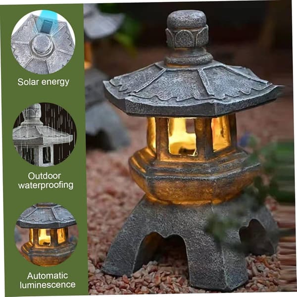 Solcelled Pagode Lanterne Udendørs Lamper Japansk Stil Lanterne Have