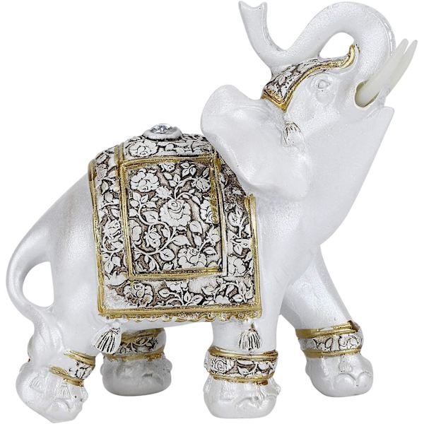 Feng Shui Elefant Statuer, Hvide Elefantfigurer med Løftet