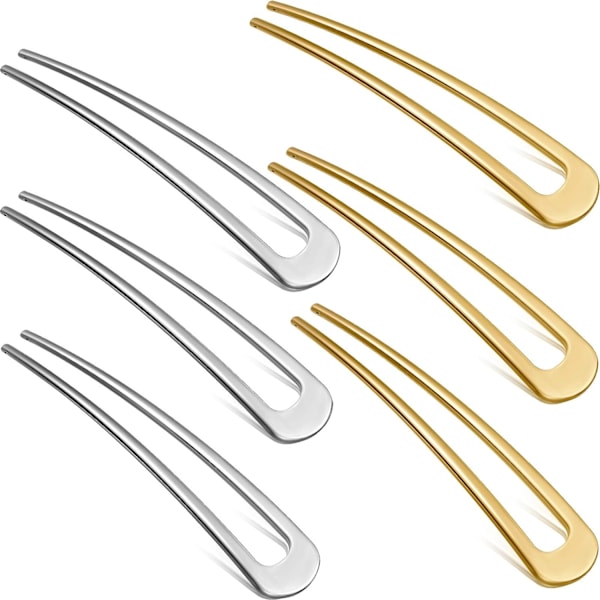 6 Stykke Enkle Metal U-Formet Hårnåle Hårpind Gaffel Pinde Fre