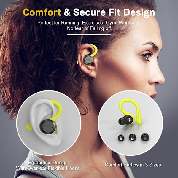 Bluetooth-hörlurar, äkta trådlösa öronsnäckor med laddningsfodral, IPX7 vattentäta stereoljudshörlurar med inbyggd mikrofon