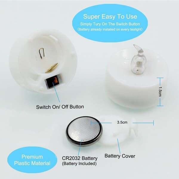 Batteridrevne Telys - 24 Pak LED Telyslys Stearinlys Realistiske og