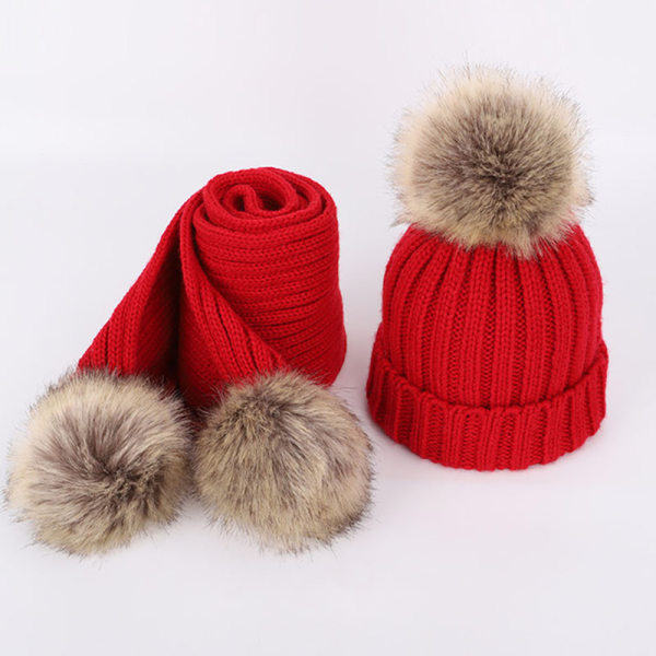 Infant Toddler Beanie Woolen Hat Pure Color Winter Twist Pom Woo