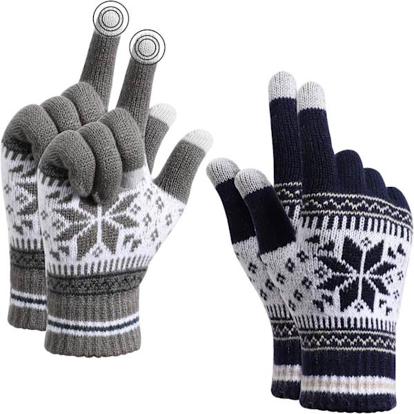 Vinterstrikede Varme Touchscreen Handsker, Termisk Elastisk Fleece