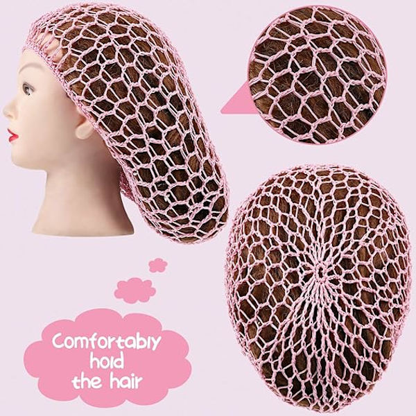 3 stk. Mesh hårnett Rayon Heklet hårnett Heklet Sleep Cap