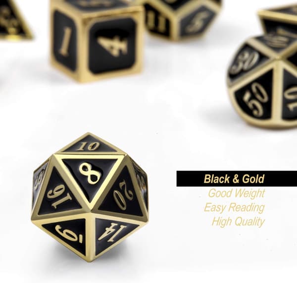 Metal Terninger Sæt D&D, 7 Terninger Metal Polyhedral Sæt med Gaveæske