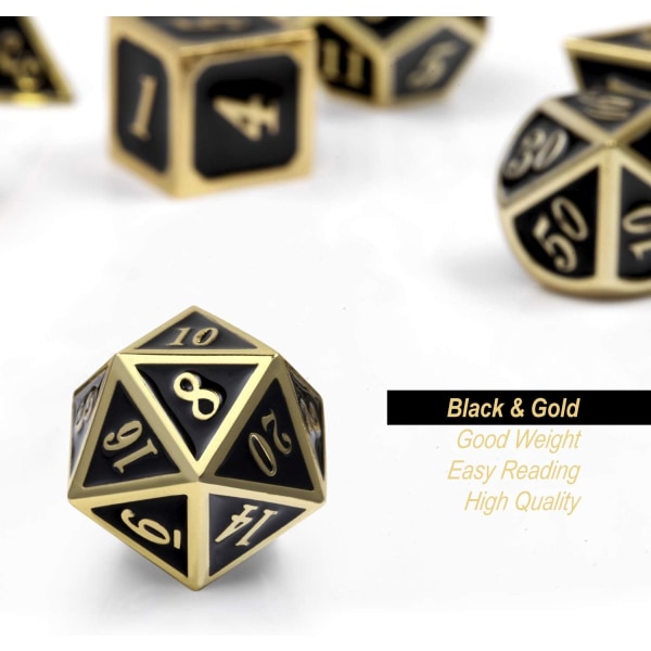 Metalliska Tärningar Set D&D, 7-sidigt Metalliskt Polyhedral Tärning Set med Presentask