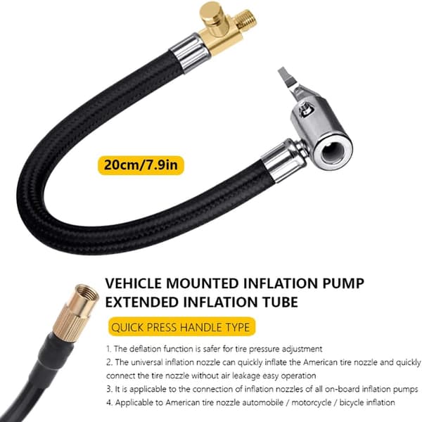 Bil Dæk Inflator Slange Adapter med Lås Klemme Luftklip Udskiftning