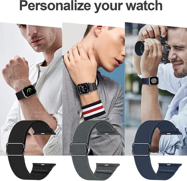 3-pack Elastiskt Nylonband Kompatibelt med Apple Watch 41mm 40mm 38