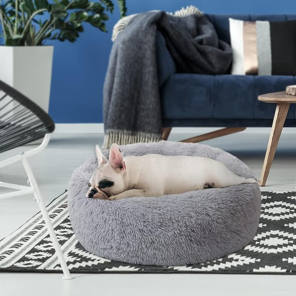 Kissankohtaus Donut-pehmuste, 80 cm Harmaa Flurry Lämmittävä Pyöreä Plussipehmuste