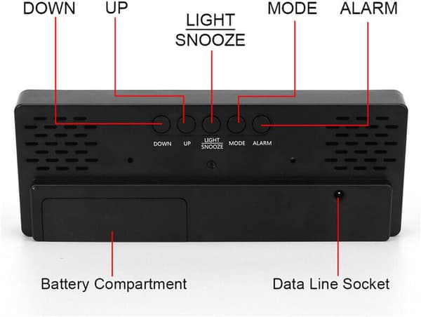 Väckarklocka LED-display Digital Spegel Väckarklocka Batteri Pl DXGHC