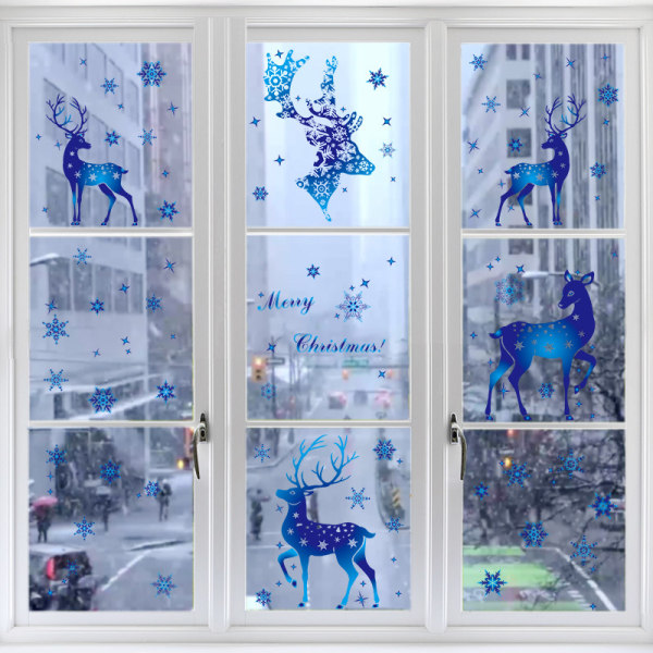 3 uppsättningar snödekaler glasfönsterdekoration klistermärken jul b