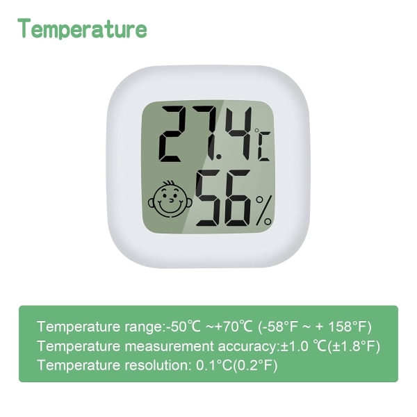 Mini LCD Termometer og Fuktighetsmåler for Innendørs, Hjemmetermometer Egnet for