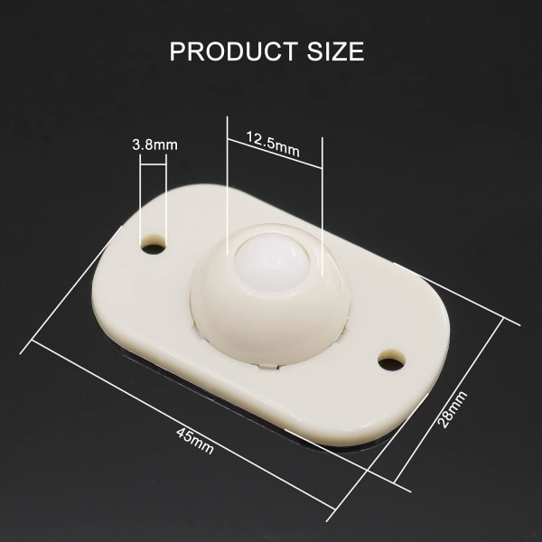 8-pakke Mini ABS Plast Svingbare Selvklebende Møbelhjul, C