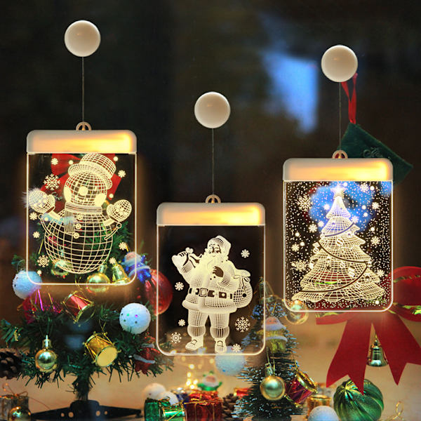 3-delt neonlys julepynt 2023 LED farvede lys Ch