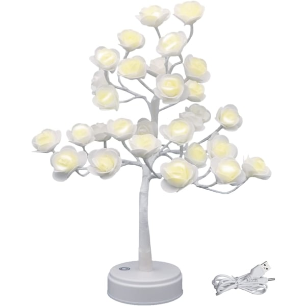 Rose Flower Tree Sänglampor Jul Bonsai Lampa USB -batteri